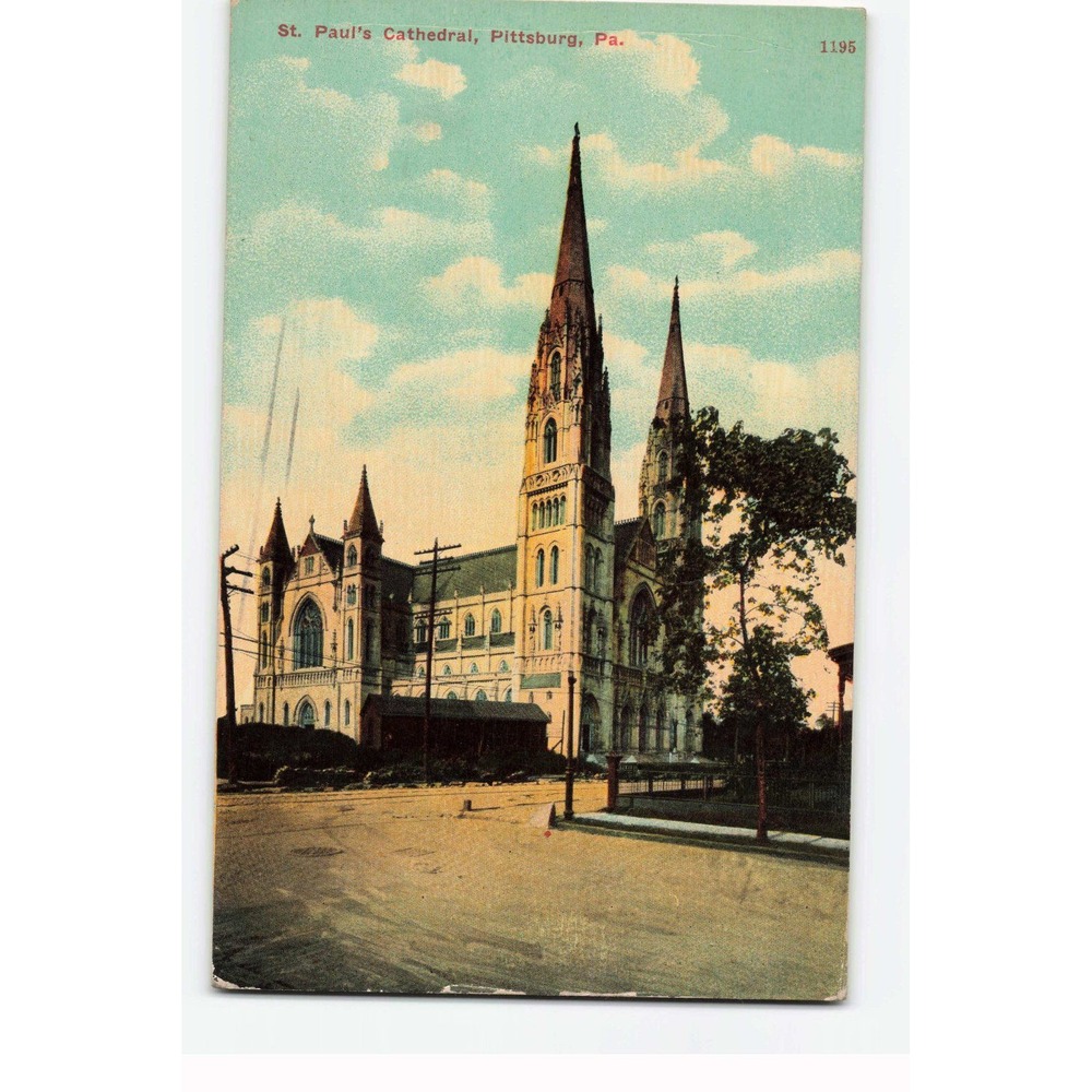 Vintage St. Pauls Cathedral Pittsburgh PA Postcard 1912 Bosselman 1195
